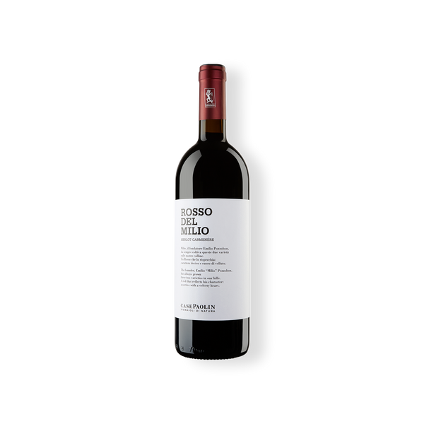 Rotweinflasche vom Weingut Case Paolin, Rosso del Milio Veneto Rosso Merlot, Carménère IGT