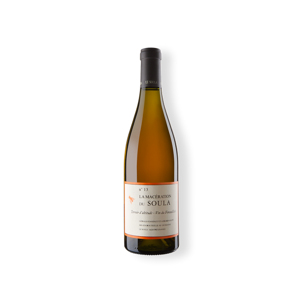 Weinflasche vom Weingut Le Soula, La Maceration du Soula Orange Terroir d’altitude Vin de France, aus den Rebsorten Vermentino und Macabeu