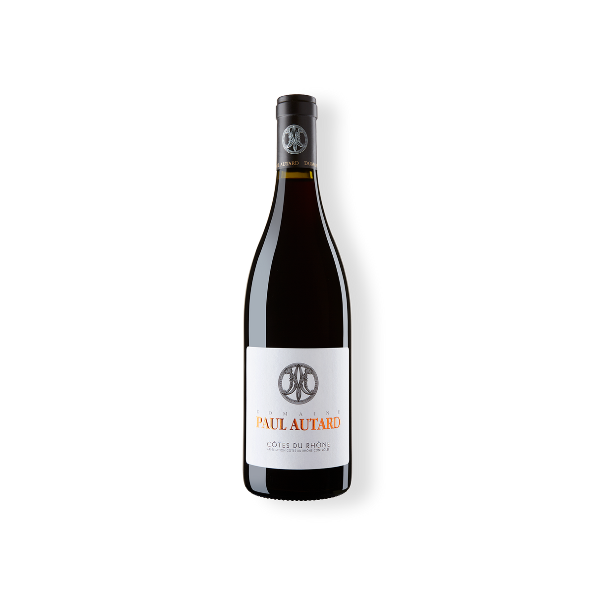 Rotweinflasche vom Weingut Domaine Paul Autard, Côtes du Rhône AC aus den Rebsorten Grenache, Syrah und Mourvedre
