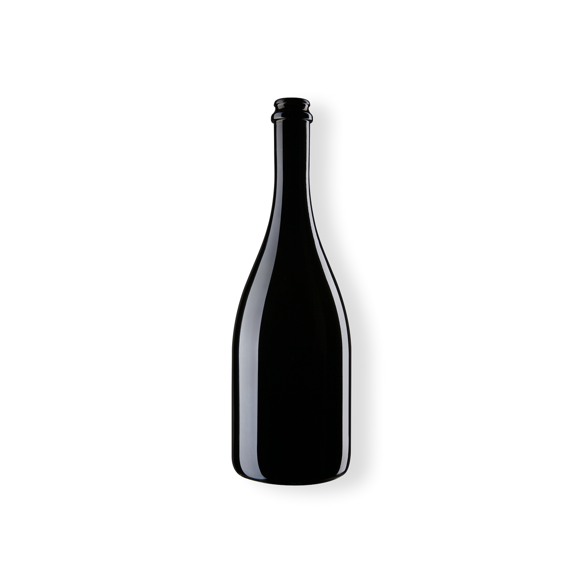 Foto einer leeren Flasche Wein ohne Etikett.