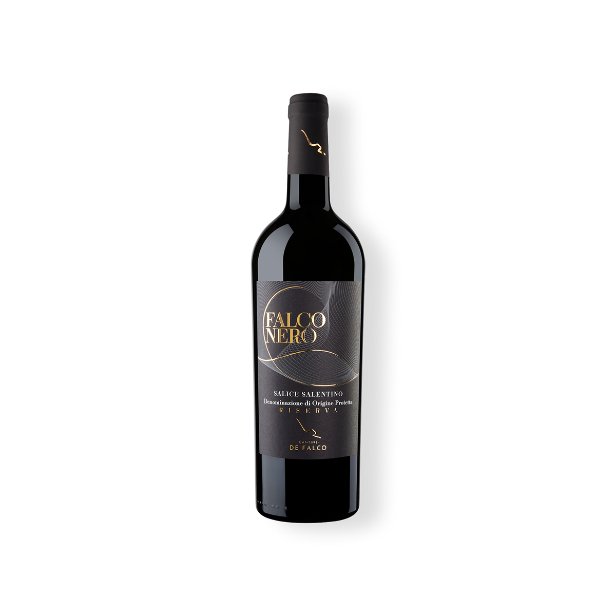 Weinflasche vom Weingut Cantine de Falco, Salice Salentino Riserva Falco Nero DOC aus der Region Apulien.
