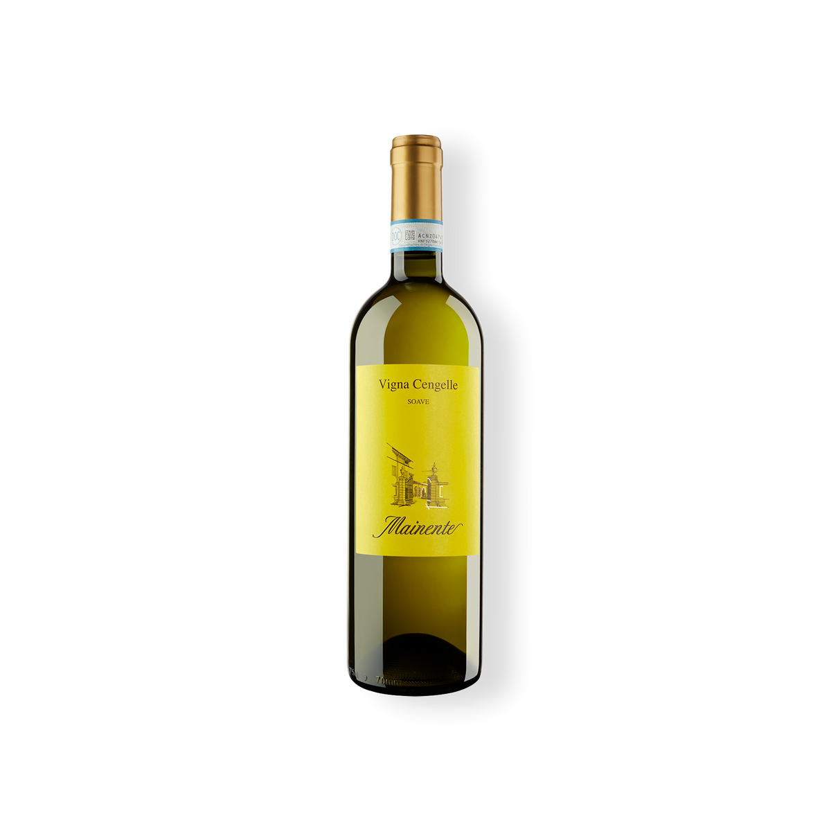 Flasche Weißwein, der Rebsorten Garganega und Trebbiano di Soave, Vigna Cengelle Soave DOC vom Weingut Mainente