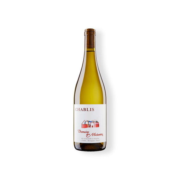 Flasche Weißwein aus der Rebsorte Chardonnay, Chablis AC vom Weingut Domaine des Malandes