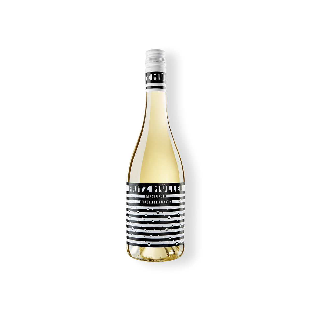 Weinflasche des Produzenten Fritz Müller aus Rheinhessen, alkoholfrei FRITZ MÜLLER Perlwein Müller-Thurgau 