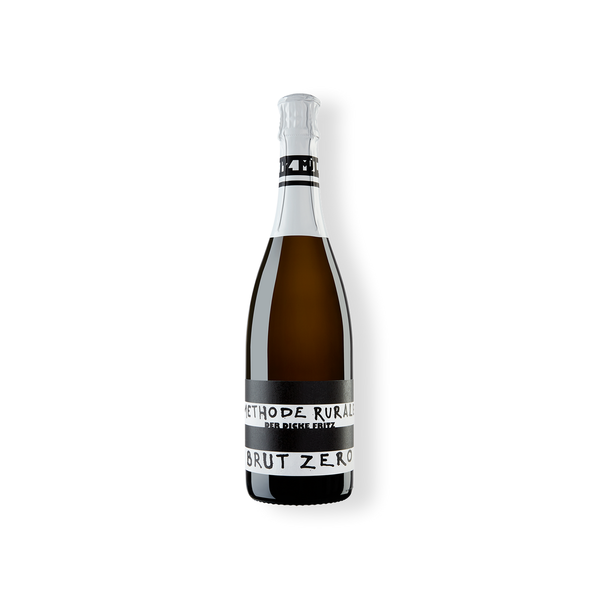 Foto einer Sektflasche der Marke Fritz Müller, Der dicke Fritz Méthode Rurale Schaumwein aus der Rebsorte Müller-Thurgau aus Rheinhessen