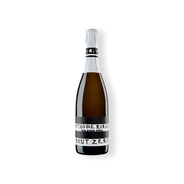 Foto einer Sektflasche der Marke Fritz Müller, Der dicke Fritz Méthode Rurale Schaumwein aus der Rebsorte Müller-Thurgau aus Rheinhessen