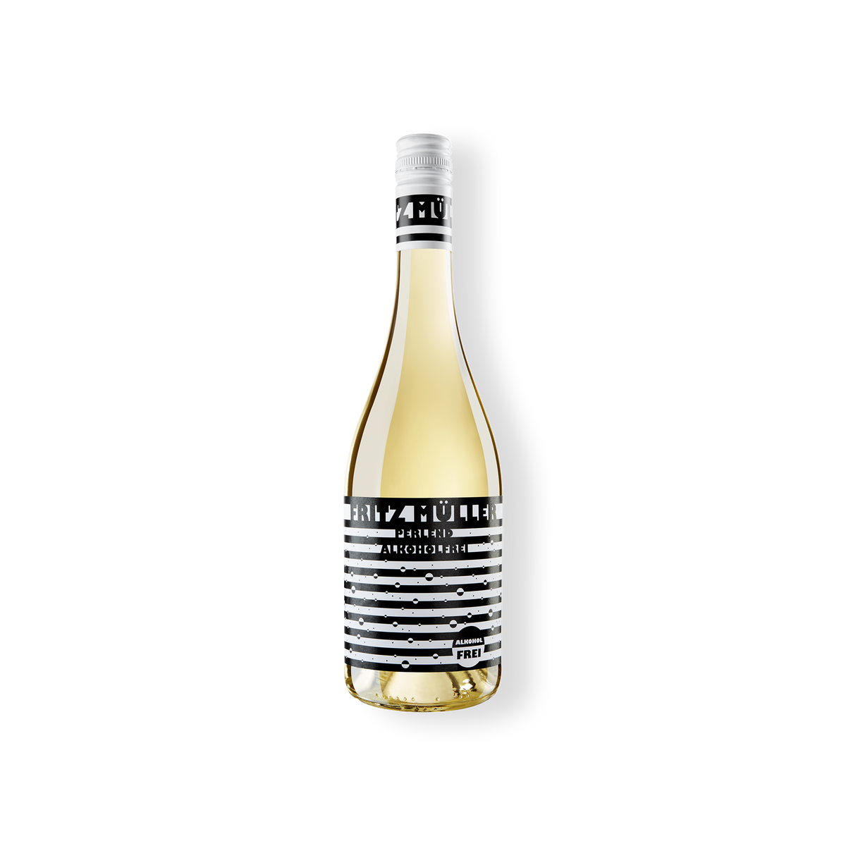 Weinflasche des Produzenten Fritz Müller aus Rheinhessen, alkoholfrei FRITZ MÜLLER Perlwein Müller-Thurgau 
