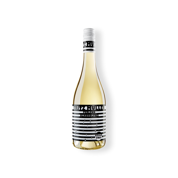 Weinflasche des Produzenten Fritz Müller aus Rheinhessen, alkoholfrei FRITZ MÜLLER Perlwein Müller-Thurgau 