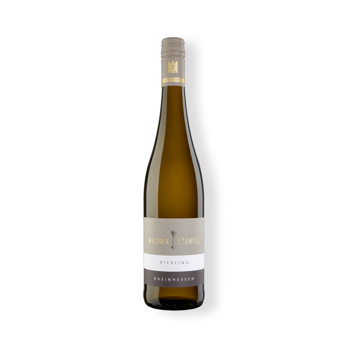 Weißweinflasche vom Weingut Wagner-Stempel , Riesling VDP Gutswein aus Rheinhessen