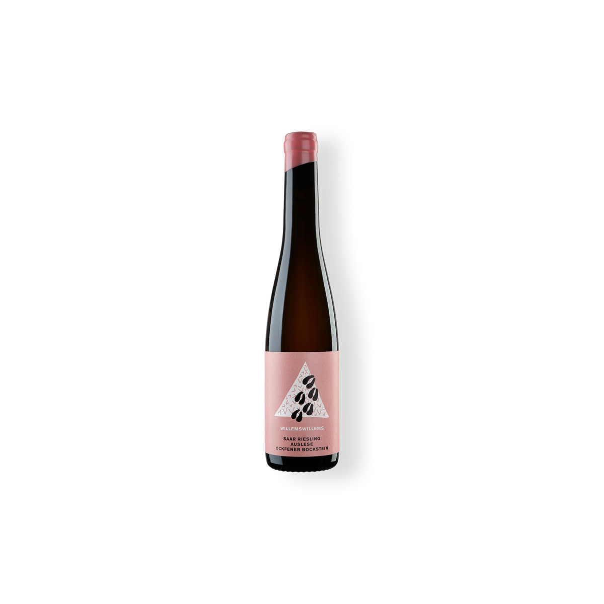 kleine Weinflasche mit 0,375 Liter vom Weingut WillemsWillems, Ockfener Bockstein Saar Riesling Auslese.