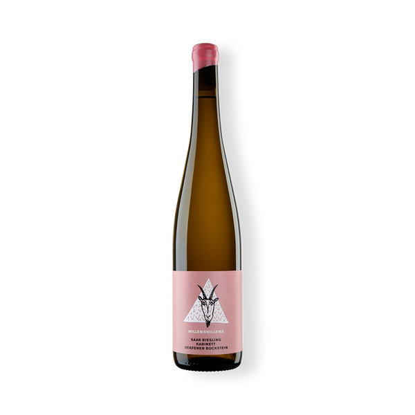 Flasche Weißwein, Ockfener Bockstein Saar Riesling Kabinett vom Weingut WillemsWillems. 